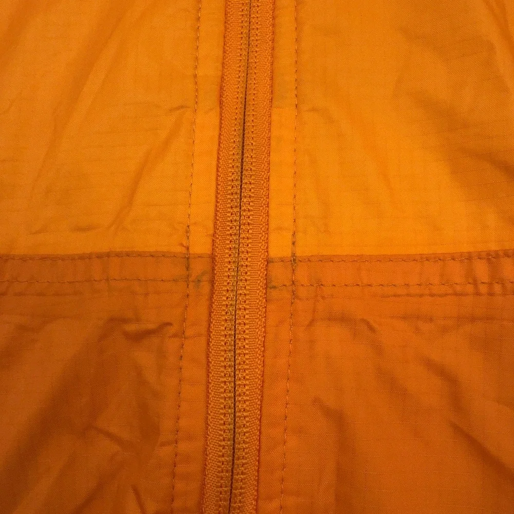 LL Bean Windbreaker Jacket Kids M 5/6 Orange Nylon Reflective Hooded Gorpcore